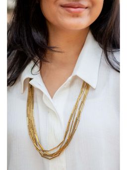Studio Anviksha - Women Multi-Layered Long Brass Tube Necklace