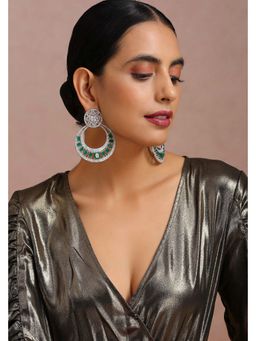 SWABHIMANN - Amelie Emerald Zirconia Chandbali Earrings