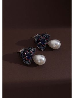 SWABHIMANN - Estela Sapphire Pearl Drop Earrings