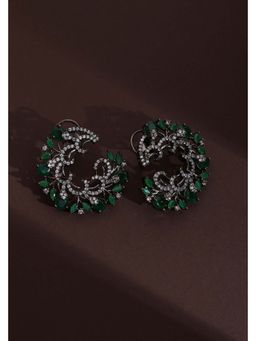 SWABHIMANN - Fukumi Emerald Zirconia Hoop Earrings