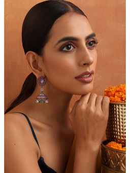 SWABHIMANN - Polina Multicolour Zirconia Jhumka Earrings