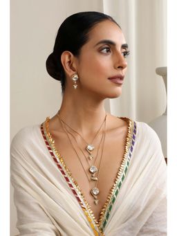 SWABHIMANN - Cora White Polki Layered Necklace Set