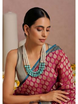 SWABHIMANN - Belle Green Tumble and Pearl Layered Necklace