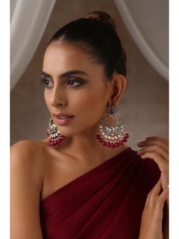SWABHIMANN - Sarai Red Victorian Polki Dangler Earrings