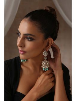 SWABHIMANN - Soraya Mint Polki Jhumka Earrings