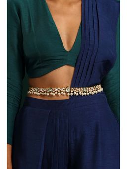 SWABHIMANN - Gayatri Green Kundan and Pearl Kamarband