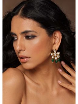 SWABHIMANN - Firoz Green Kundan Dangler Earrings