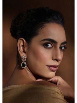 SWABHIMANN - Eesha Green Polki Dangler Earrings