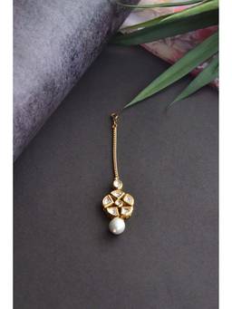 SWABHIMANN - Aashi Gold Plated Kundan Maang Tikka - White