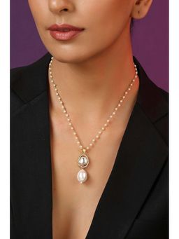 SWABHIMANN - Vibha White Gold Plated Pearl Pendant Necklace