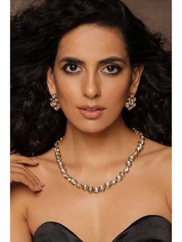 SWABHIMANN - Vinda Gold Plated Long Kundan Necklace with Earrings Set