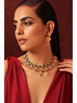 SWABHIMANN - Mor Green Temple Necklace Set