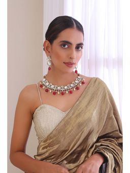 SWABHIMANN - Zeba Red Polki Necklace Set