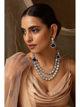 SWABHIMANN - Anshika Sapphire and Polki Layered Necklace Set