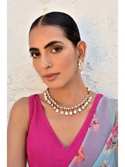 SWABHIMANN - Rebel Kid in Ikaya Rose Gold Polki Necklace with Earrings Set