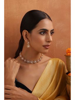 SWABHIMANN - Mehak Gold Polki Necklace with Earrings