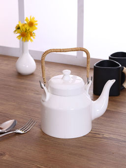 CLAY CRAFT - Fine Ceramic White Tea Kettle for Serving Purpose