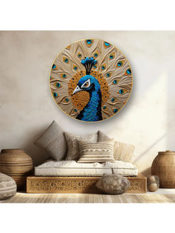 Artsense - Beige Royal Peacock Wall Painting