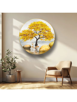 Artsense - White Autumn Tree Deer Wall Painting