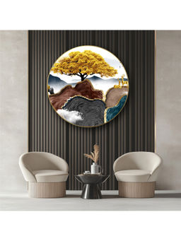 Artsense - Multi-Color Abstract Golden Landscape Wall Painting