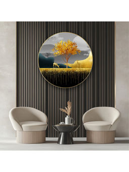 Artsense - Multi-Color Golden Deer Night Wall Painting