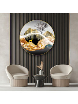 Artsense - Multi-Color Golden Scenic Deer Wall Painting