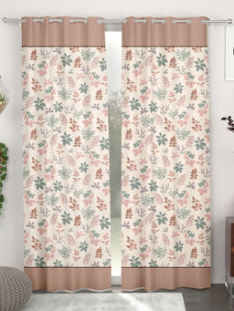 CHHAVI INDIA - Pink Floral Elegance Grommet Door Curtains (Pack of 2) (7 Feet)
