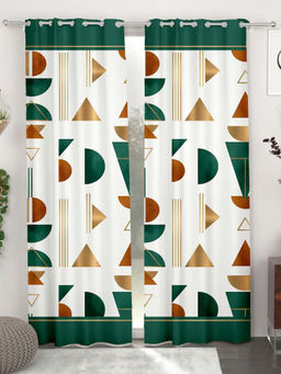 CHHAVI INDIA - White Modern Geometric Room Darkening Curtains (Pack of 2) (7 Feet)