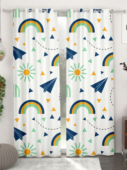 CHHAVI INDIA - White Playful Sky Grommet Door Curtains (Pack of 2) (7 Feet)