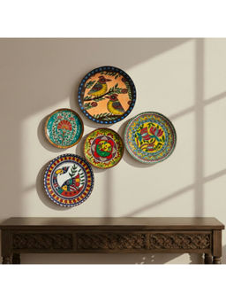 ExclusiveLane - Multi-Color Madhubani Heritage Decorative Wall Plates (Pack of 5)