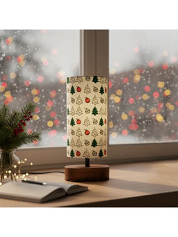 ExclusiveLane - White Christmas Cheer Mango Wood Decorative Table Lamp