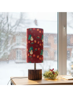 ExclusiveLane - Maroon Christmas Delight Mango Wood Decorative Table Lamp