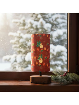 ExclusiveLane - Red Christmas Eve Charm Mango Wood Decorative Table Lamp