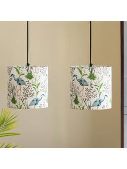 ExclusiveLane - White Ostrich Sanctuary Hanging Pendant Lamp Shades (Pack of 2)