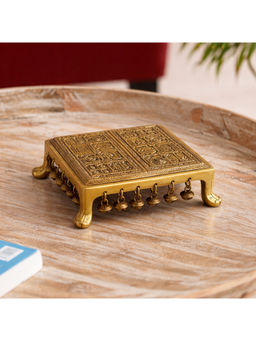 ExclusiveLane - Gold Elegant Mandala Decorative Brass Pooja Chowki