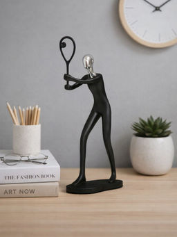 Smokey Cocktail - Black Badminton Player Sculpture