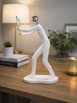 Smokey Cocktail - White Badminton Player Sculpture
