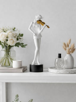 Smokey Cocktail - White Option A Guitar Playing Girl Sculpture