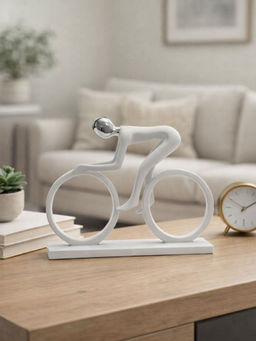 Smokey Cocktail - White Men Riding Cycle Sculpture