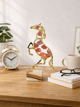 Smokey Cocktail - Pink Metal Stone Running Horse Showpiece