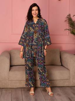 TITTLI - Women All Over Printed Blue Co Ord Set