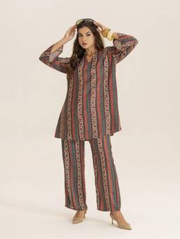 TITTLI - Women All Over Printed Rust Co Ord Set