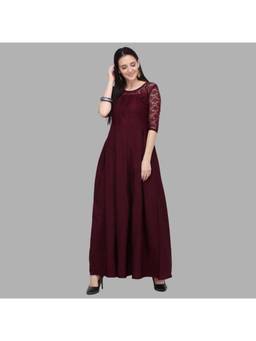 Femvy - Women’S Maroon Maxi Dress