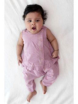 TIBER TABER - Baby Girl Zari Stripe Jhabla Purple (Set of 2)