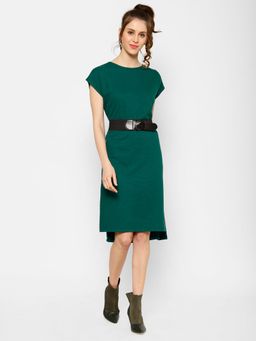 KASSUALLY - Bottle Green Solid Sheath Dress (Set of 2)