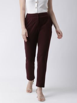 KASSUALLY - Maroon Solid Pant
