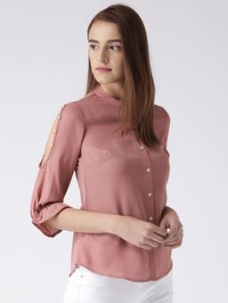 KASSUALLY - Pink Comfort Regular Fit Solid Casual Shirt