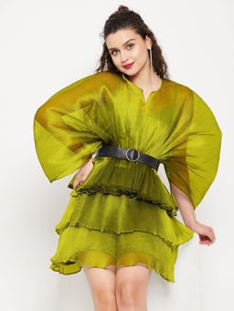 Uptownie - Womens Short Ruffle Pleated Organza Skirt