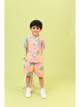 Little Shiro - Peach Printed Sunshine Bum Co-Ord (Set of 2)