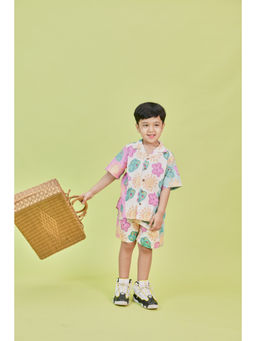 Little Shiro - White Printed Sunshine Bum Co-Ord (Set of 2)